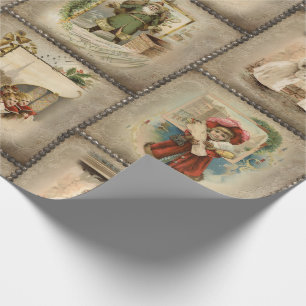 Papier Cadeau Vignettes de Noël Vintage sur Arrière - plan art