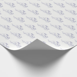 Papier Cadeau Vignoble de Martha Carte Vintage no 1 Marine Blue