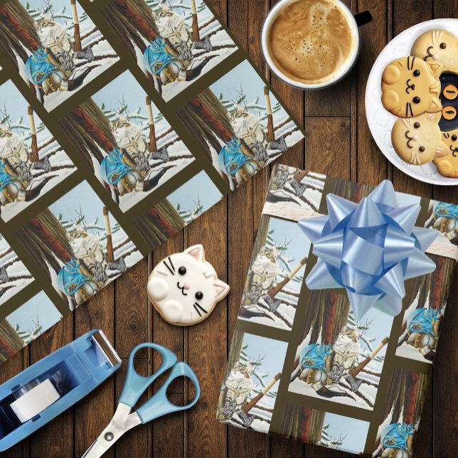 Papier Cadeau Viking Cat Blue Dragon (Créateur téléchargé)
