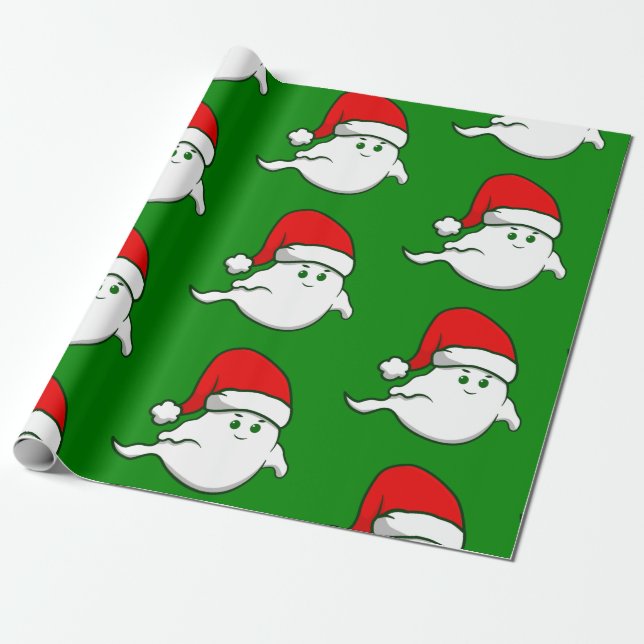Papier Cadeau vilain fantôme de noël éffrayant vert déplaisant (Déroulé)