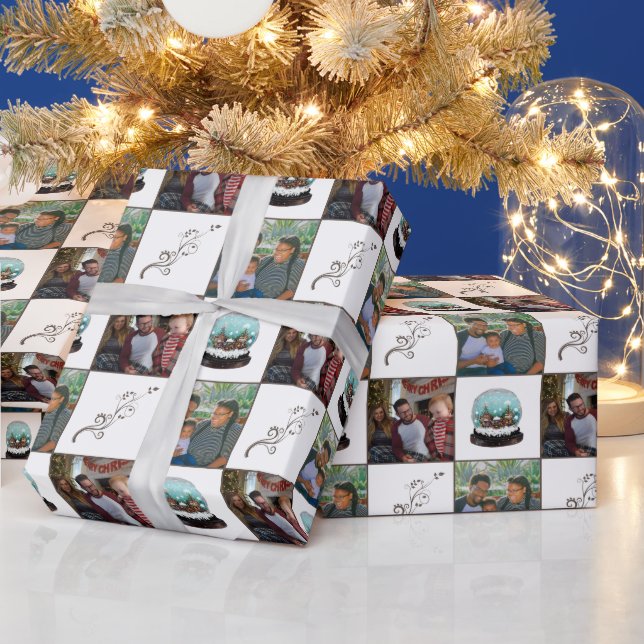 Papier Cadeau Village de snowball en verre Noël Brown 2 Photo (Vacances)