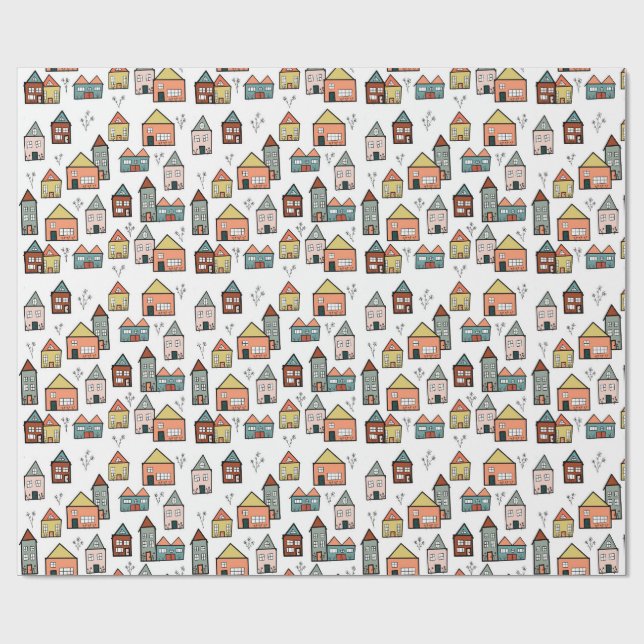 Papier Cadeau village vintage (Plat)