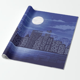 Papier Cadeau Ville panoramique de lumière illustration abstrait