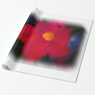 Papier Cadeau Vin de fleurs rouges en blanc grand
