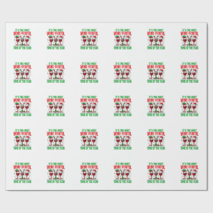 Papier Cadeau Vin de Noël Merveilleux Design de Vin Rouge