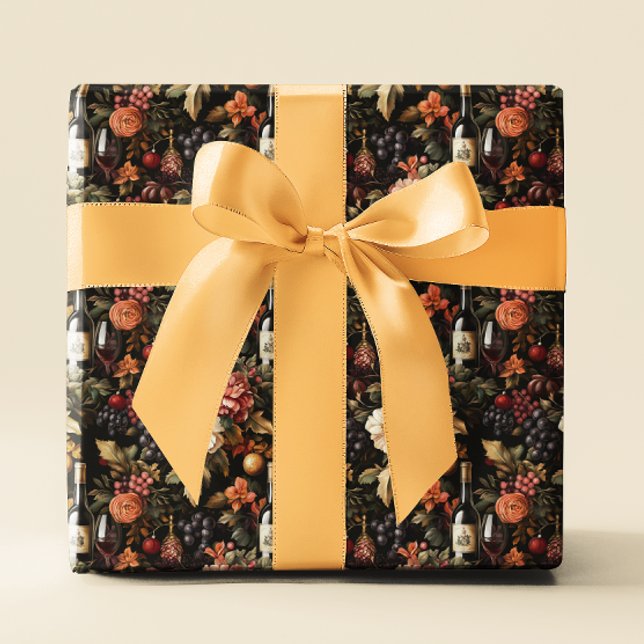 Papier Cadeau Vin de vacances motif floral Noël (Créateur téléchargé)