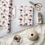 Papier Cadeau Vin d'or Burgundy motif floral<br><div class="desc">Vin de contour doré et papier d'emballage à motif floral rose bordeaux pour n'importe quelle occasion.</div>