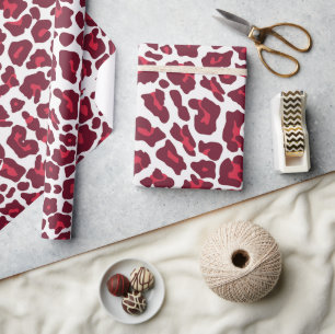 Papier Cadeau Vin Motif léopard rouge