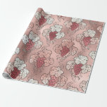 Papier Cadeau Vin rose or et rose vif<br><div class="desc">Paris Vignoble vintage motif papier d'emballage..</div>