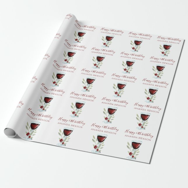 Papier Cadeau Vin rouge élégant pour 60 ans  (Déroulé)