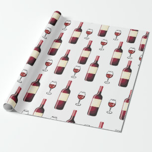 Papier Cadeau Vin rouge et verre à vin