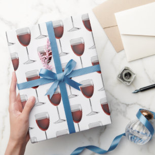Papier Cadeau Vin rouge sur blanc