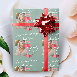 Papier Cadeau Vin rouge Verre aquarelle Photo fête d'anniversair