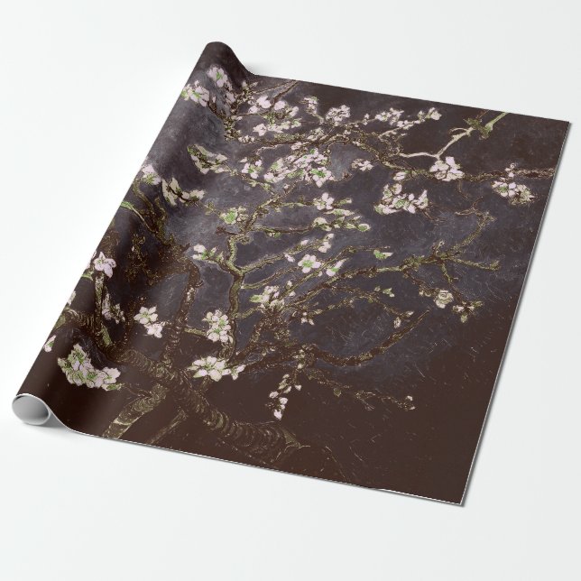 Papier Cadeau Vincent Van Gogh Almond Blossoms Ardoise au chocol (Déroulé)