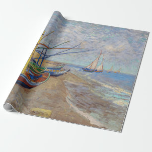 Papier Cadeau Vincent van Gogh - Bateaux de pêche sur la plage