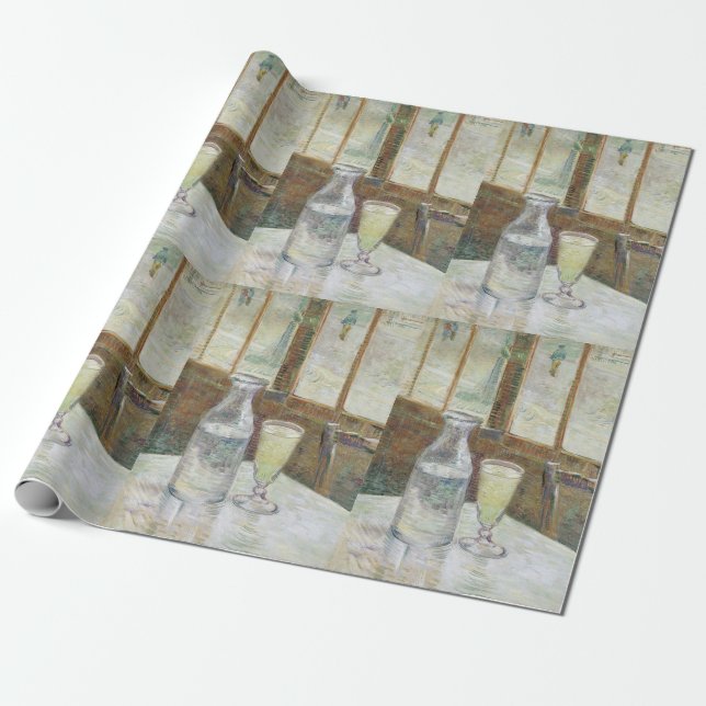 Papier Cadeau Vincent Van Gogh Café Table avec Absinthe (Déroulé)