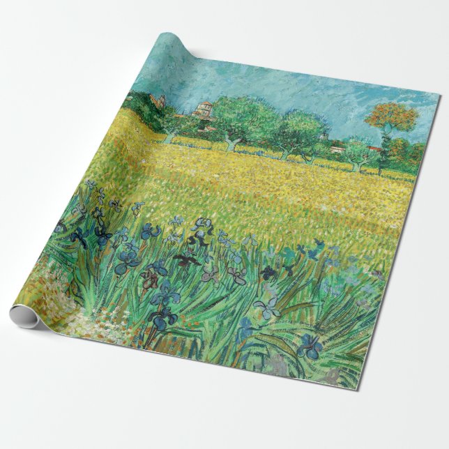 Papier Cadeau Vincent van Gogh - Champ avec Iris près d'Arles (Déroulé)