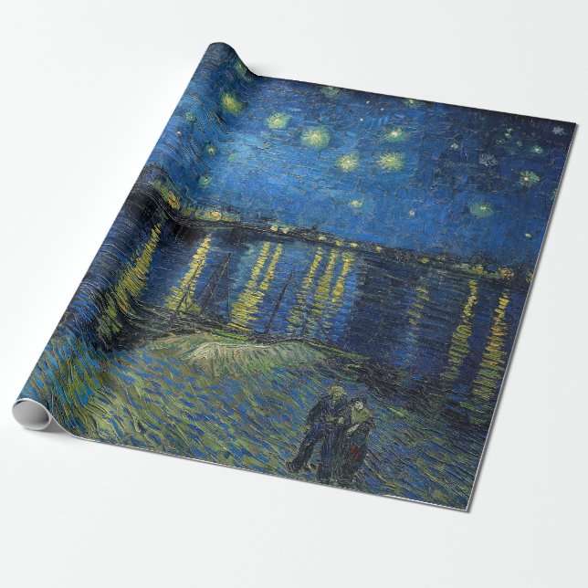 Papier Cadeau Vincent van Gogh - Nuit étoilée sur le Rhône (Déroulé)