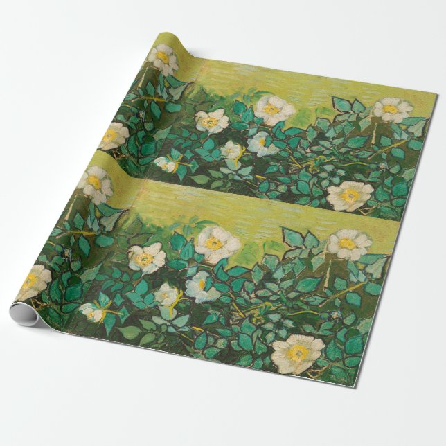 Papier Cadeau Vincent Van Gogh Roses sauvages Beaux-arts (Déroulé)
