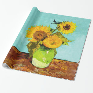 Papier Cadeau Vincent Van Gogh Trois Tournesols Dans Un Vase