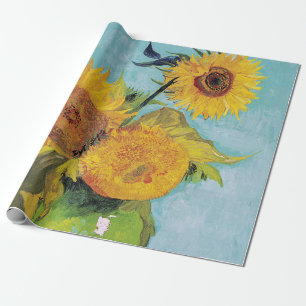 Papier Cadeau Vincent Van Gogh - Trois tournesols dans un vase