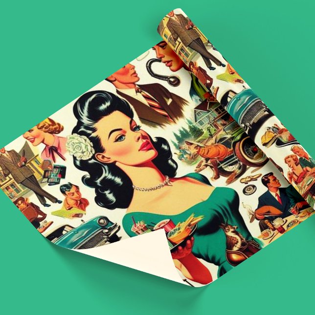 Papier Cadeau Vintage 1950 Seamless Motif (Créateur téléchargé)