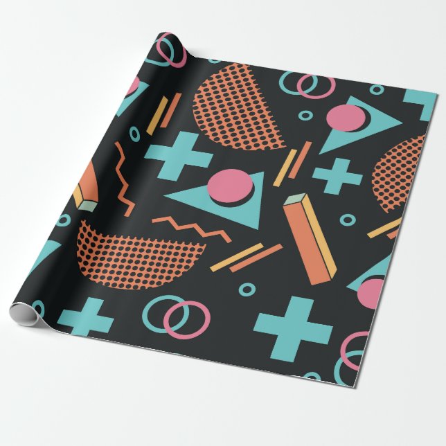 Papier Cadeau Vintage 90s Memphis Motif (Déroulé)