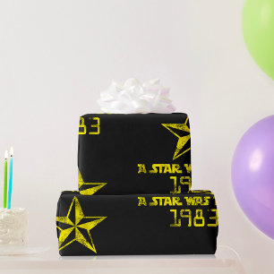 Papier Cadeau Vintage A Star Est Né 1983 Yellow Star