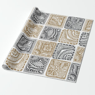 Papier Cadeau vintage abstrait doodle motif sans couture. Noir