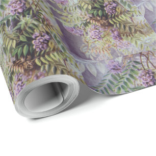 Papier Cadeau Vintage Américaine Wisteria Fleurs violettes Flora
