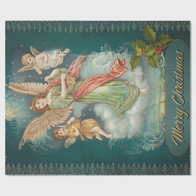 Papier Cadeau Vintage Angels Noël   (Plat)