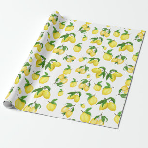Papier Cadeau Vintage Aquarelle Lemons et Motif de verdure