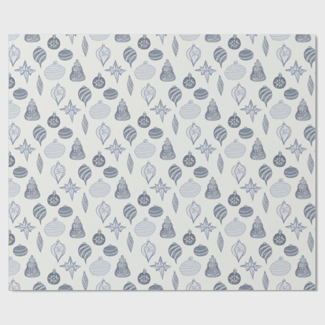 Papier Cadeau Vintage Blue + White Ornament (Plat)