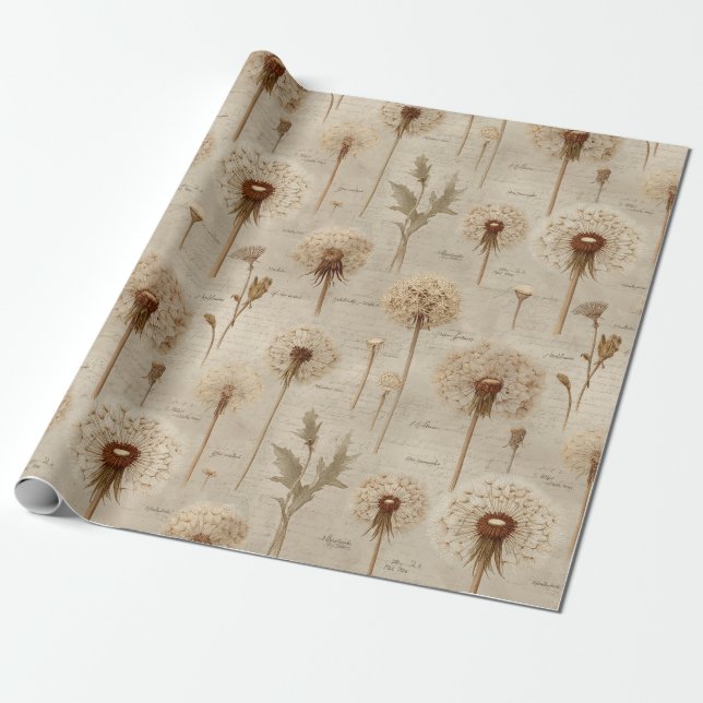 Papier Cadeau Vintage Botanical Floral Pattern (10) (Déroulé)