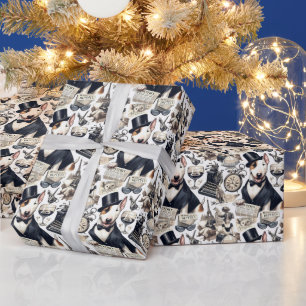 Papier Cadeau Vintage Bull Terrier Motif
