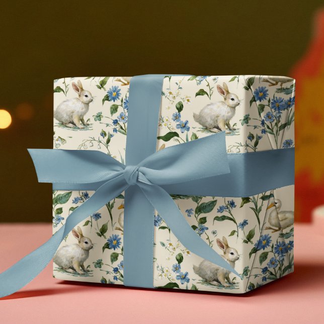 Papier Cadeau Vintage Bunnies | Easter Wrapping Paper (Créateur téléchargé)