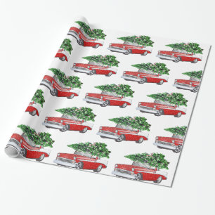 Papier Cadeau Vintage Chevy avec Noël Tree Holiday