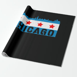 Papier Cadeau Vintage Chicago Flag Skyline