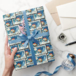 Papier Cadeau Vintage Christmas Elves Blue Star Collage Ephémère<br><div class="desc">Le papier d'emballage de Noël vintage présente un Timbre classique de Finlande avec 2 mignons elfes de Noël marchant dans la neige et la forêt des arbres de Noël. Une élégante esthétique de Noël victorienne vintage pour votre emballage de Noël, le cadeau de Noël et l'emballage cadeau d'anniversaire. C'est le...</div>