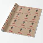 Papier Cadeau Vintage Christmas Girl & Holly Nom personnalisé Kr<br><div class="desc">Illustration vintage de Noël d'une fille tenant des saints et des baies sur papier kraft look arrière - plan. Idéal pour les cadeaux de Noël et la décoration. Customisez le texte et faites-le vous-même.</div>