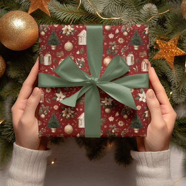 Papier Cadeau Vintage Christmas Pattern Wrapping Paper (Créateur téléchargé)