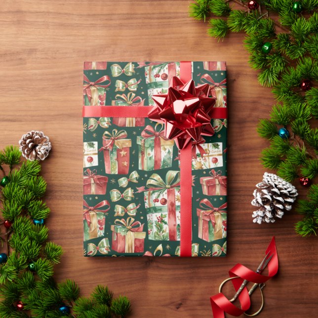 Papier Cadeau Vintage Christmas Presents Wrapping Paper (Cadeau de vacances)