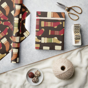 Papier Cadeau Vintage Christmas Stockings Vacances