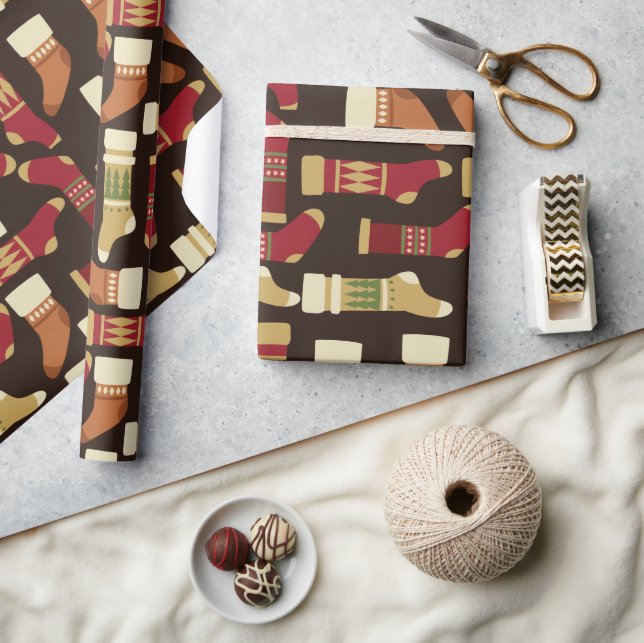 Papier Cadeau Vintage Christmas Stockings | Vacances (Artisanat)