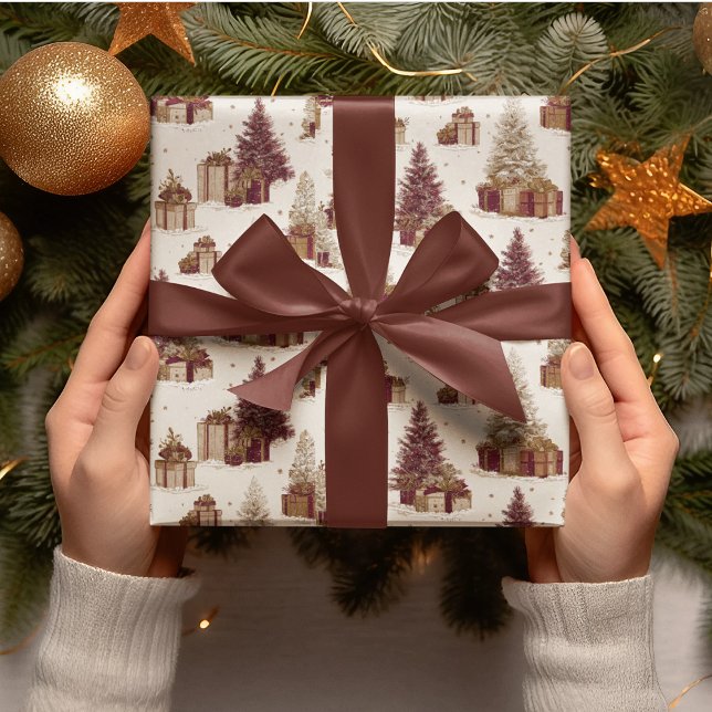 Papier Cadeau Vintage Christmas Tree & Gifts Wrapping Paper (Créateur téléchargé)