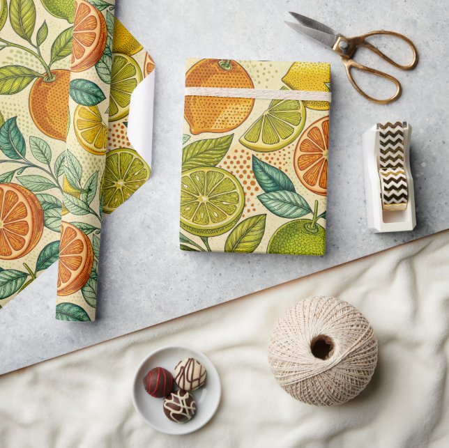 Papier Cadeau Vintage Citrus Botanical Gift Wrap (Artisanat)