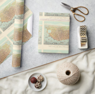 Papier Cadeau Vintage City of San Francisco Restored Map, 1878