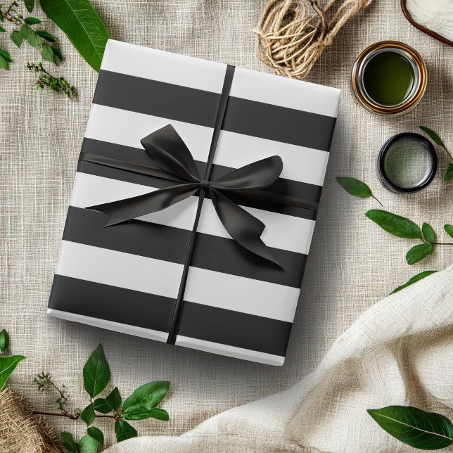 Papier Cadeau Vintage Classic rayures noir & blanc (Créateur téléchargé)