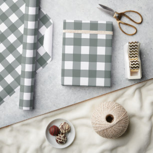 Papier Cadeau Vintage classique vert foncé En vichy Motif