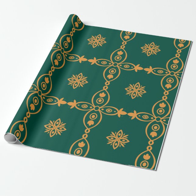 Papier Cadeau Vintage couleur turque transparente (Déroulé)